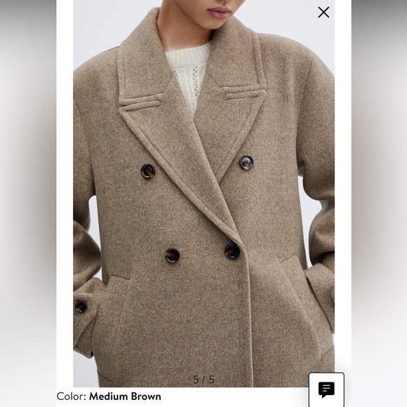 MANGO DOUBLE BREASTED OVERSIZED COAT - Picture 4 of 4